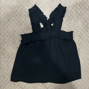 J. Crew Black Ruffle Blouse